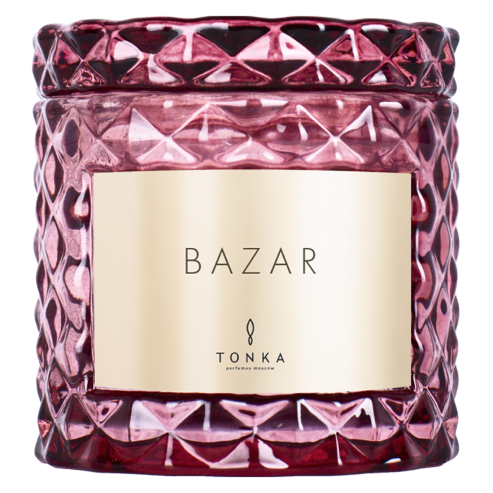 Свеча Tonka аромат BAZAR стакан стекло цвет бордовый тубус 50 мл