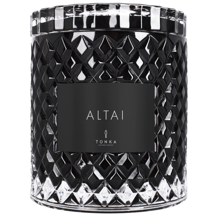 Свеча Tonka аромат ALTAI стакан стекло цвет черный короб со стеклом 2000 мл