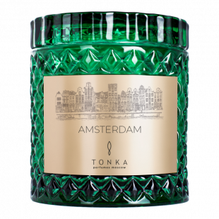 Свеча Tonka аромат Amsterdam стакан стекло цвет зеленый Т00001156 220 мл