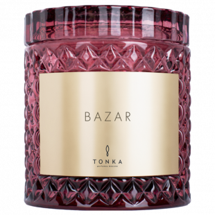 Свеча Tonka аромат BAZAR стакан стекло цвет бордовый Т00000924 220 мл