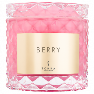Свеча Tonka аромат BERRY стакан стекло цвет розовый Т00000893 220 мл