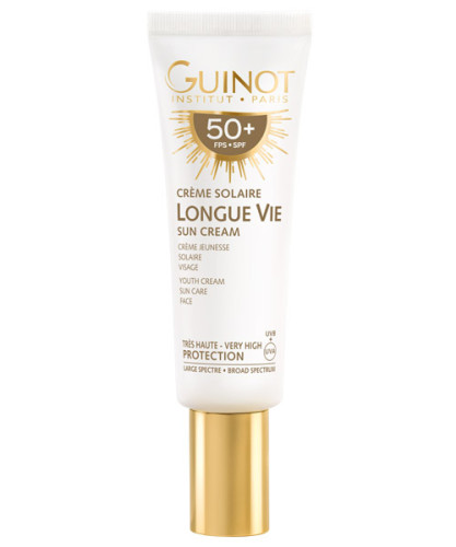Лифтинг-крем GUINOT Creme Solaire Longue Vie SPF50+ омолаживающий для лица с 56 активными компонентами SPF 50+ 0516000 50 мл