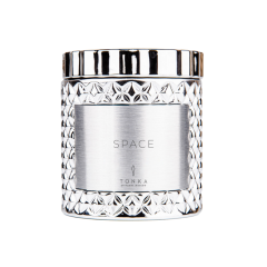 Свеча Tonka аромат SPACE стакан стекло цвет серебро коробка 220 мл