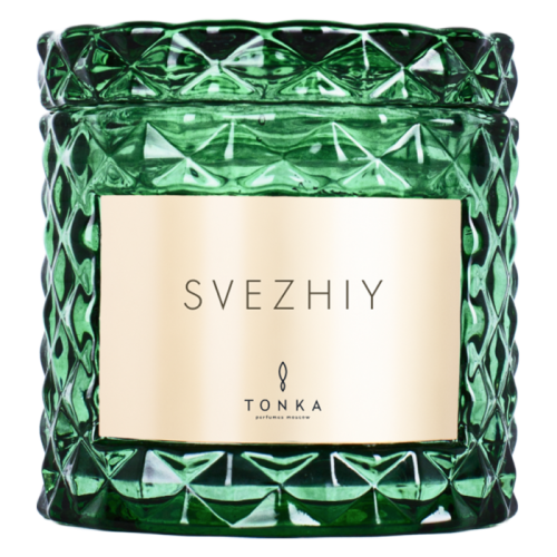 Свеча Tonka аромат SVEZHIY стакан стекло цвет изумруд Т00000123 50 мл