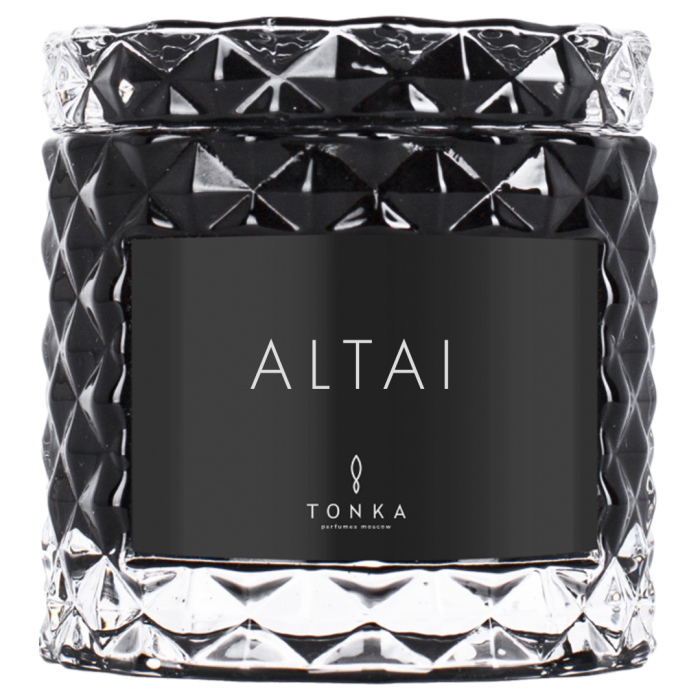 Свеча Tonka аромат ALTAI стакан стекло цвет черный тубус 50 мл