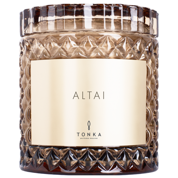 Свеча Tonka аромат ALTAI стакан стекло цвет коричневый тубус 220 мл