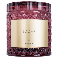 Свеча Tonka аромат BAZAR стакан стекло цвет бордовый тубус 220 мл