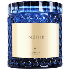 Свеча Tonka аромат INZHIR стакан стекло цвет синий тубус 50 мл