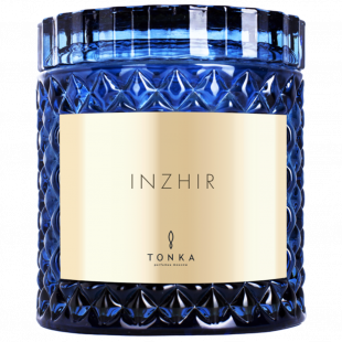Свеча Tonka аромат INZHIR стакан стекло цвет синий Т00000121 50 мл