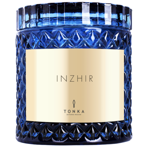 Свеча Tonka аромат INZHIR стакан стекло цвет синий топаз Т00000003 220 мл