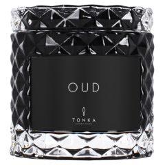 Свеча Tonka аромат OUD стакан стекло цвет черный тубус 50 мл