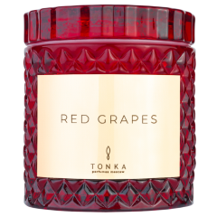Свеча Tonka аромат RED GRAPES стакан стекло цвет красный тубус 220 мл