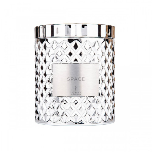 Свеча Tonka аромат SPACE стакан стекло цвет серебро коробка 2000 мл
