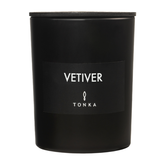 Свеча Tonka аромат VETIVER стакан стекло цвет матовый черный 250 мл
